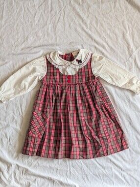 Vintage Alexis Tarten Plaid Peter Pan collar Scotty Dog dress size 3T